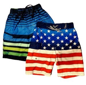 2 Pair Boy's Board Shorts/Swim Trunks, Sz 7
